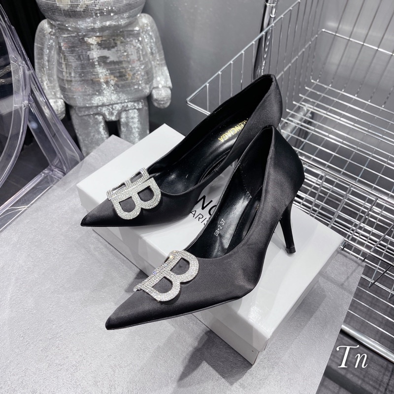 Cao Gót Balenciaga Đen Lụa Khoá Đá Full Size 35-39  -  By Anh Dinh Phuong