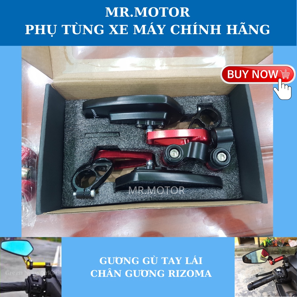 Gương gù chân gương Rizoma, CRG Kính chiếu hậu chân gương,tay lái xoay chỉnh 360 độ Chính hãng (Giá 1 đôi)