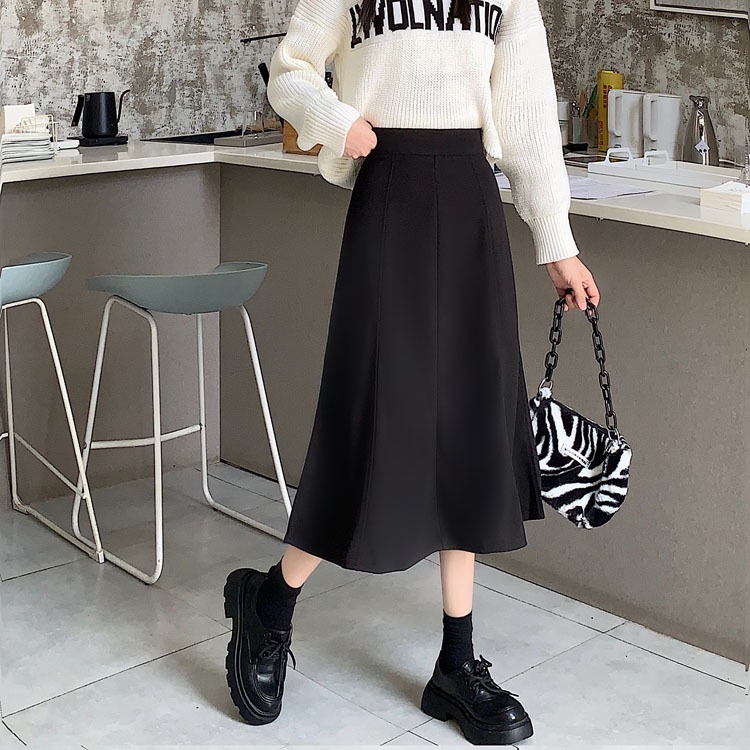 Chân Váy Len Chữ a Lưng Cao Màu Trơn Thời Trang Hàn Quốc