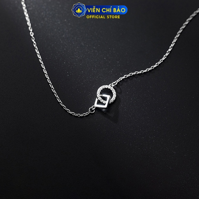 Dây chuyền bạc nữ mặt vuông tròn chất liệu bạc 925 thời trang phụ kiện trang sức Viễn Chí Bảo D400373