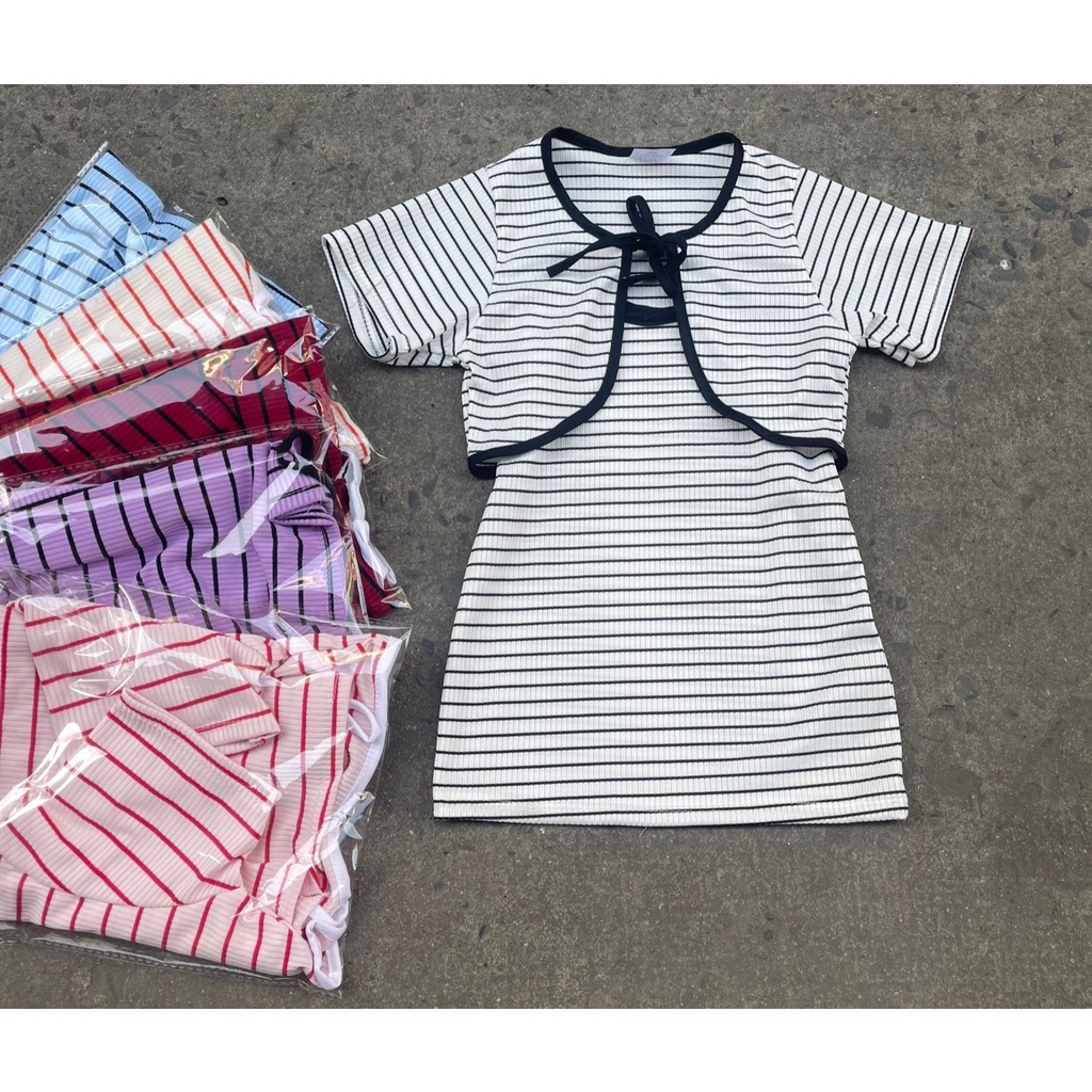 Set Đầm Body Thun Gân Kèm Áo Khoác Bé