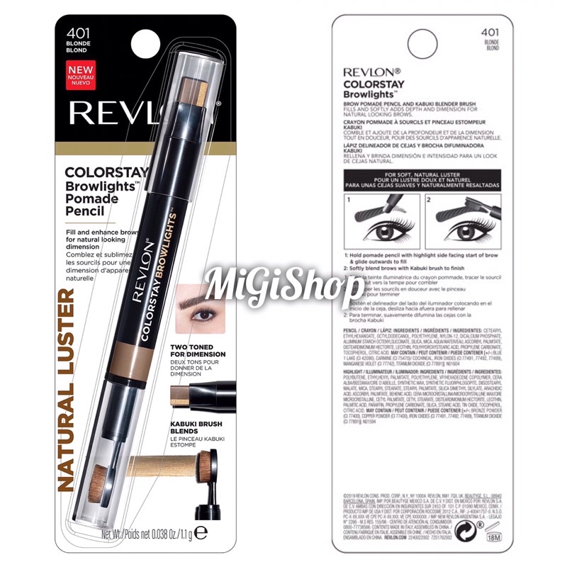 Chì Kẻ Mày 2 Đầu Revlon Colorstay Browlights Eyebrow Pomade Pencil 1,1g
