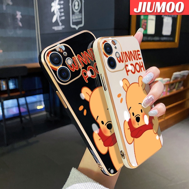 Ốp Điện Thoại Silicon Mạ Viền Vuông Họa Tiết Hoạt Hình Winnie Pooh Dễ Thương Chống Sốc Cho Realme C3 C2