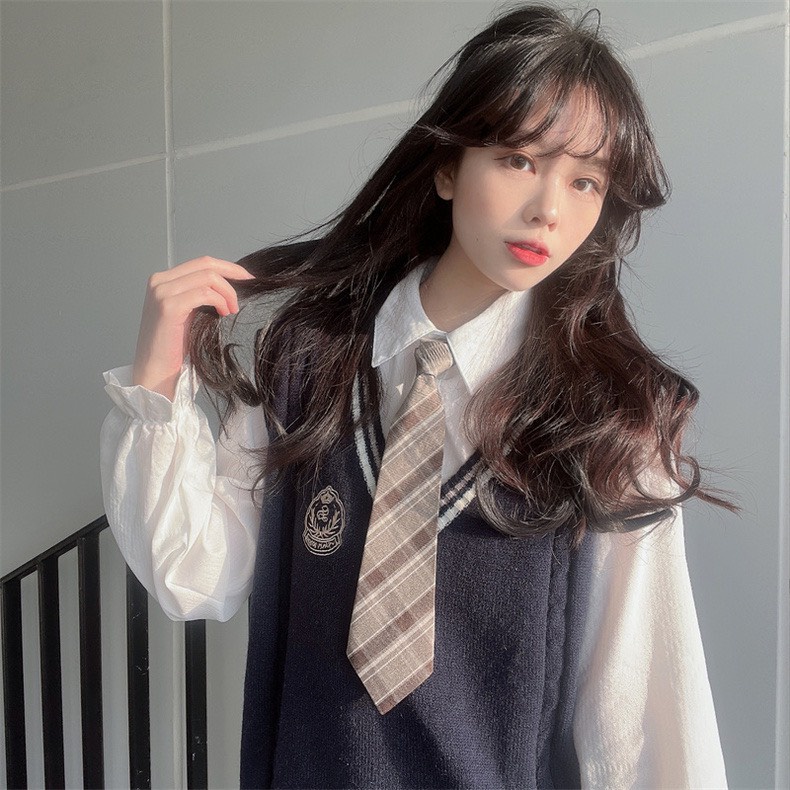 Áo gile len nữ màu nâu học sinh hàn quốc đi học - 068