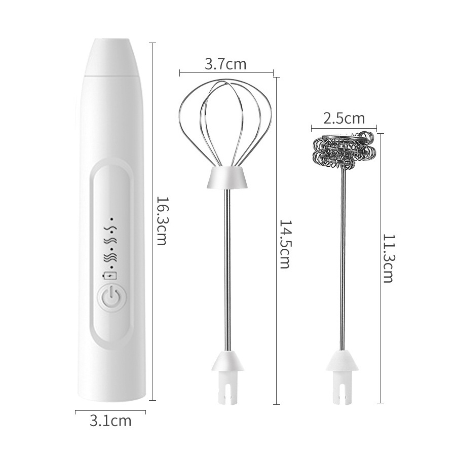 Máy Đánh Tạo Bọt Cafe Đánh Sữa Trứng Cầm Tay Mini 3 Tốc Độ Tiện Dụng - Kèm Dây Sạc USB