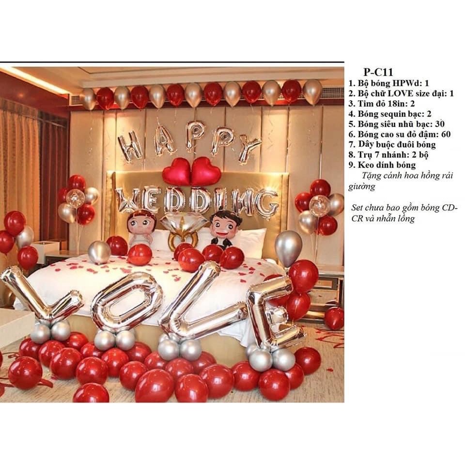 Sét Bóng Trang Trí Phòng Cưới ( Tặng Quà)