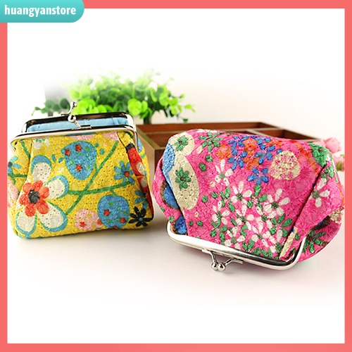 HY/ Ví đựng tiền cầm tay thêu hoa xinh xắn cho nữ