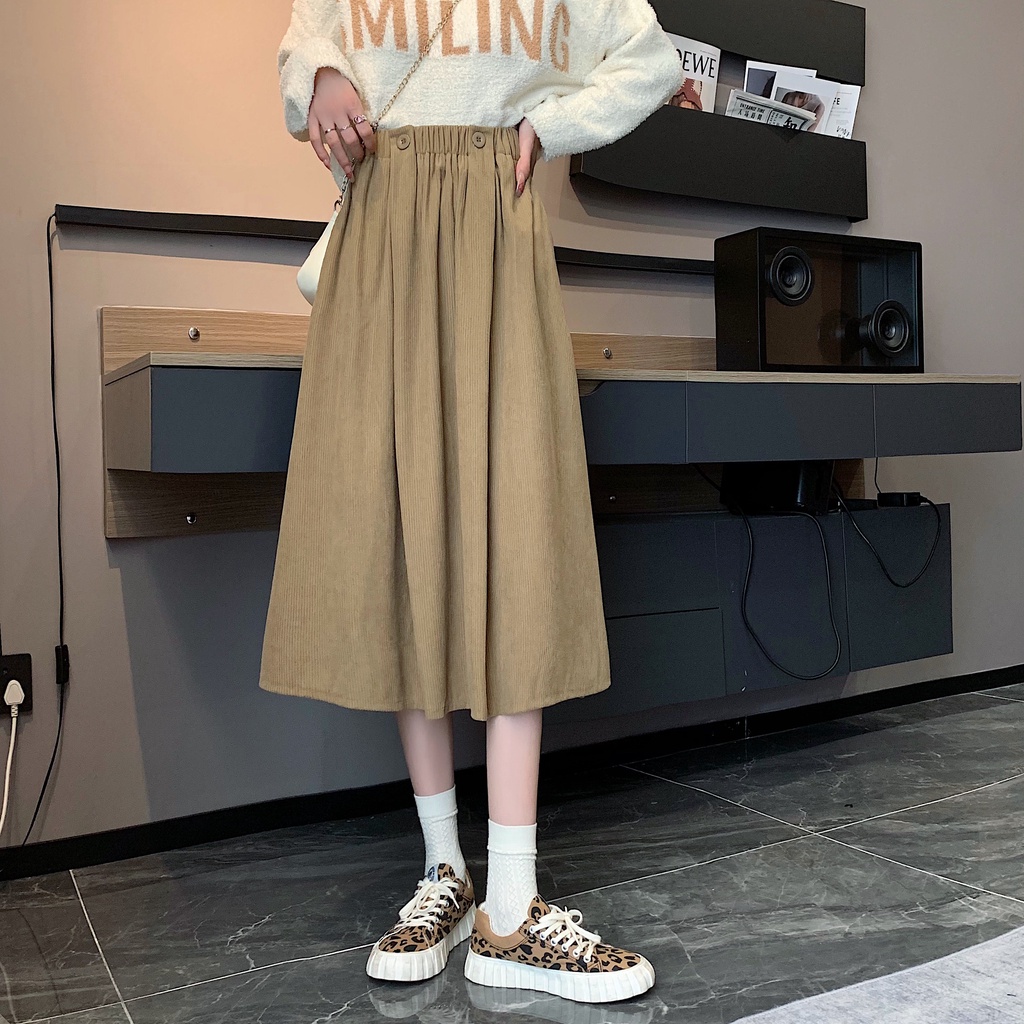 Chân váy SUXI dáng chữ A lưng cao phong cách cổ điển thời trang xuân đông dành cho nữ