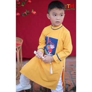 Áo dài bé trai, áo dài tết 2023 - size 9-27kg - bé yêu tth - ảnh sản phẩm 6