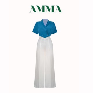 Áo sơ mi amma tay ngắn cổ v đắp chéo