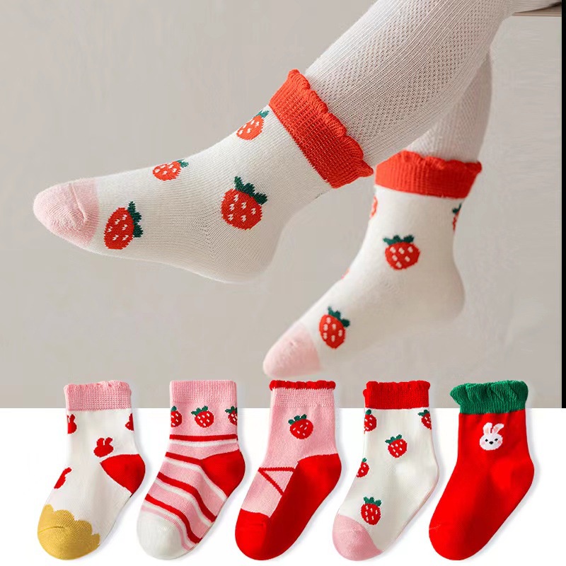 Set 5 Đôi Tất Cotton Dễ Thương Cho Bé
