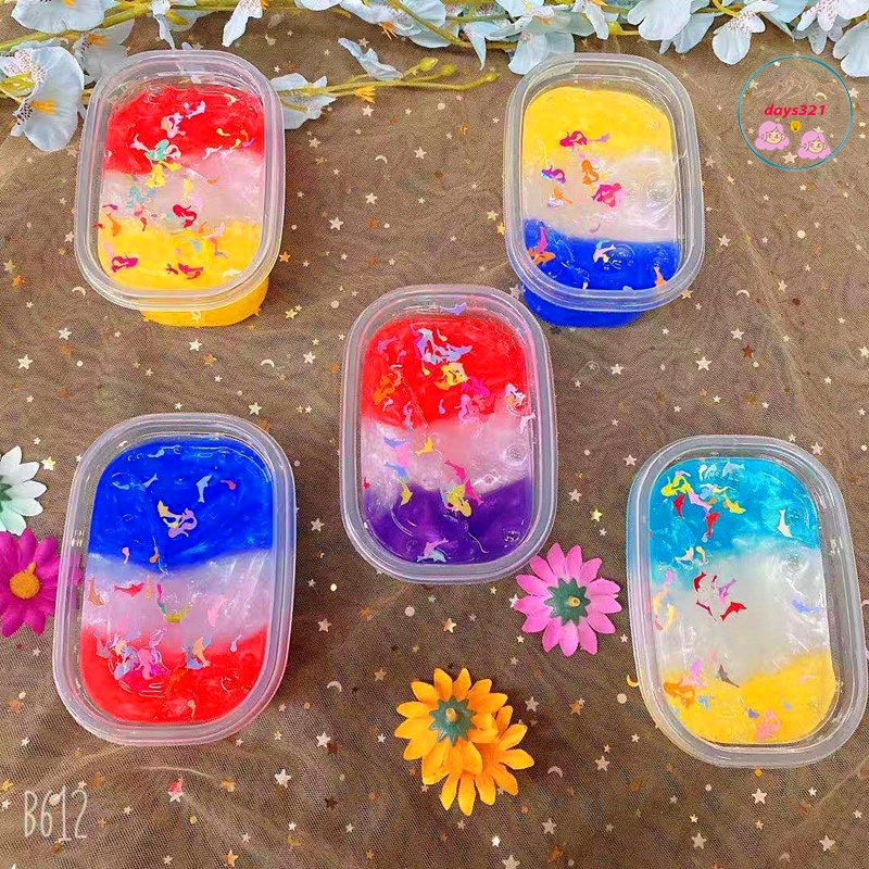 Slime dạng âu 300ML phối 3 màu charm thuỷ tinh hoa quả kẹo ngọt Đồ chơi chất nhầy ma thuật squishy hũ slam