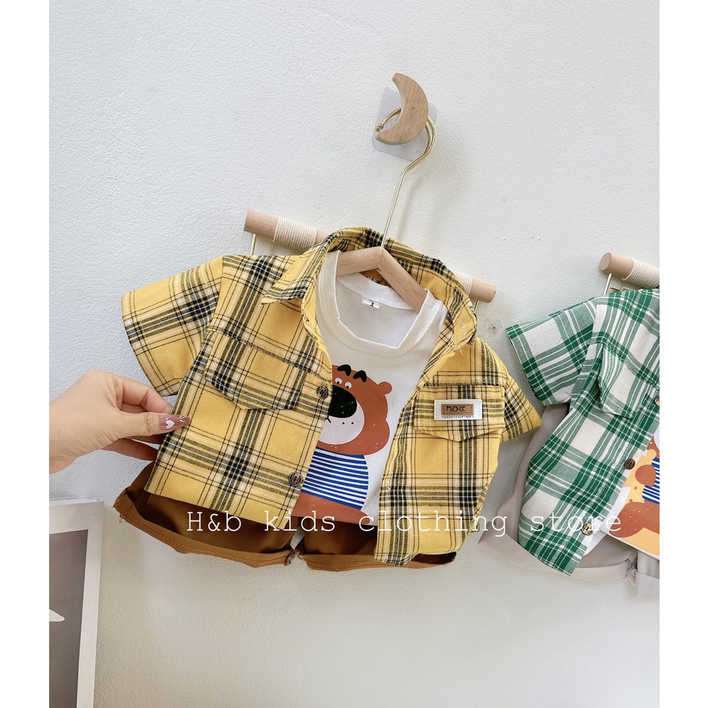 Set quần áo 3ct kẻ tiger bé trai