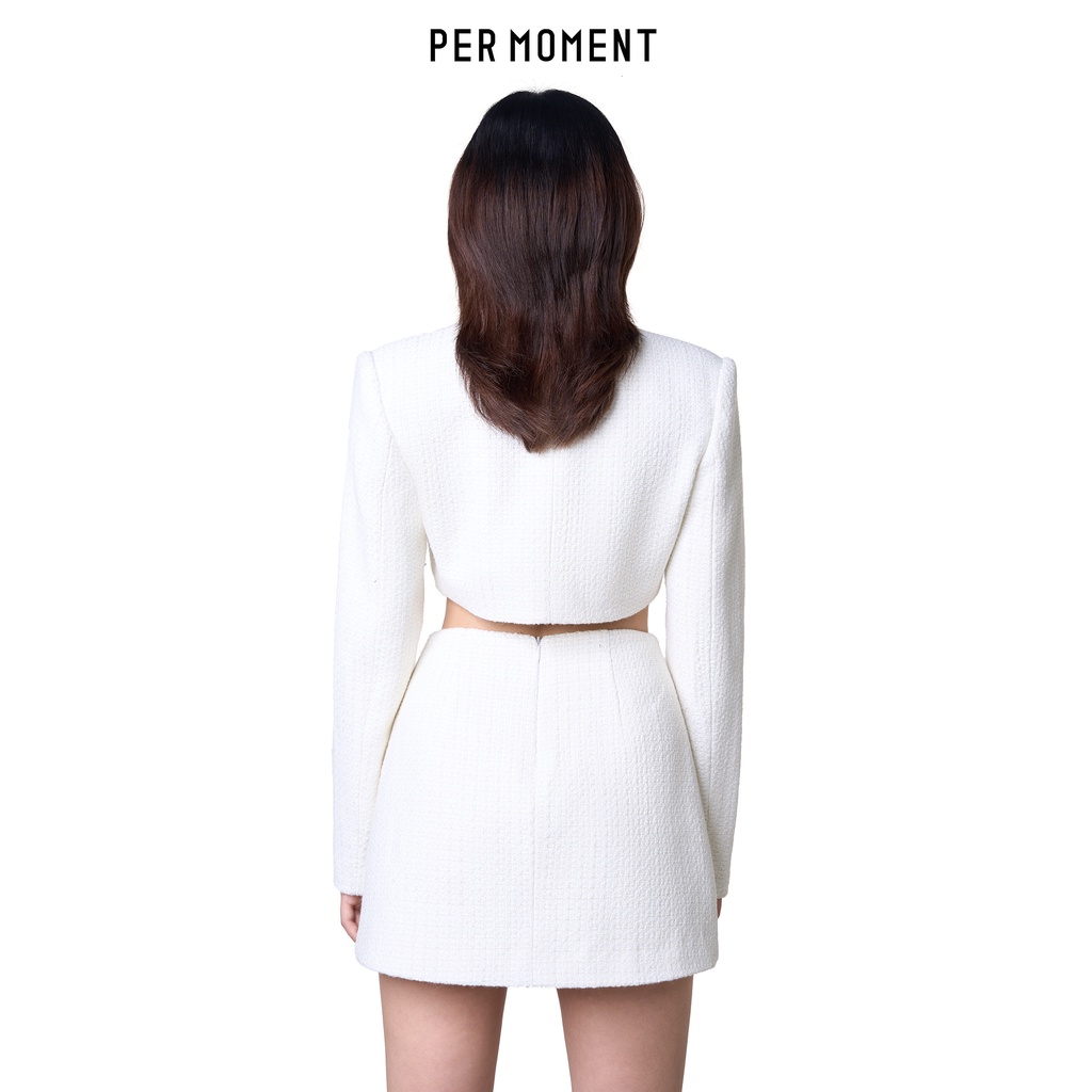 Set áo dạ tweed và chân váy PER MOMENT - Áo vest croptop kèm chân váy ngắn