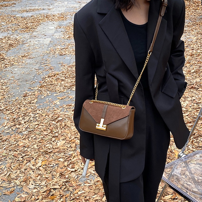 Túi Đeo Chéo Hình Vuông Nhỏ Màu Đen Phong Cách retro Cho Nữ