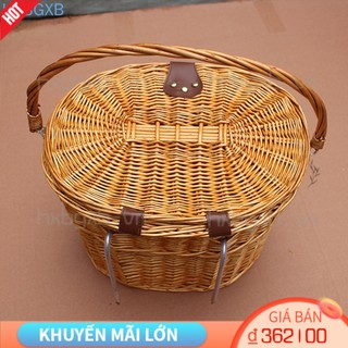 Giỏ xe đạp đan mây phong cách vintage