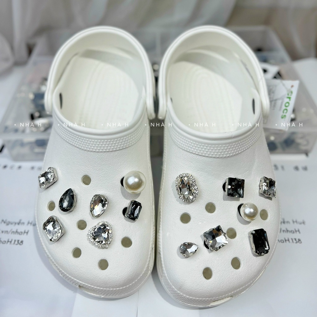 Nguyên Set Sticker / Jibbitz/ Charm gắn dép sục hình Đá, hoa đá Link A