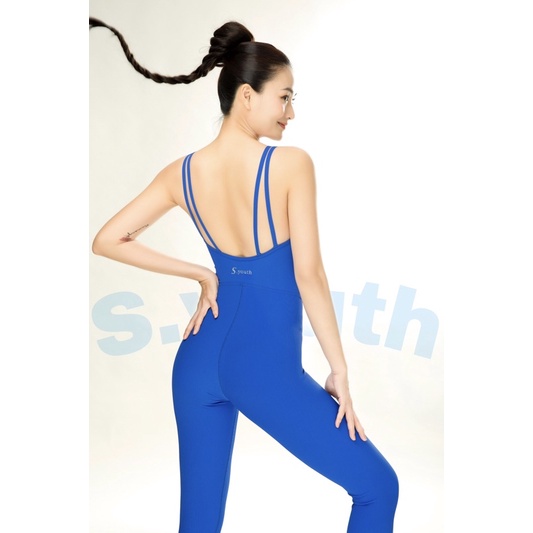 Jumpsuit bộ liền quần xanh coban yoga gym