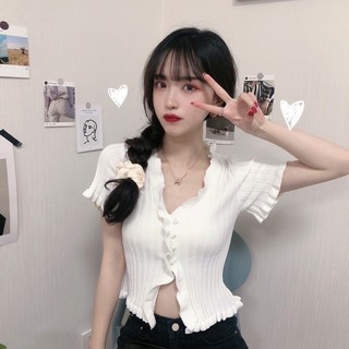ÁO croptop bèo phối nút nyny