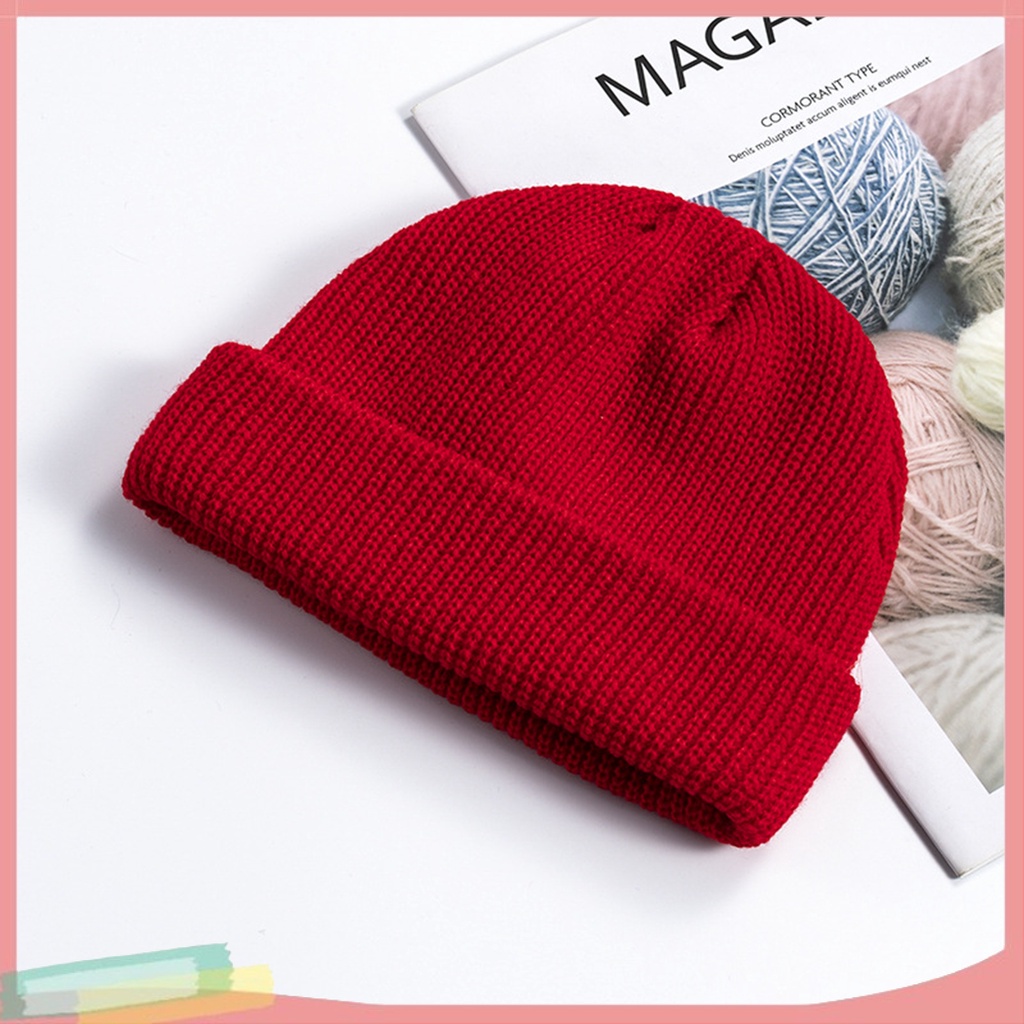 Mũ beanie dày màu trơn giữ ấm cho nam và nữ