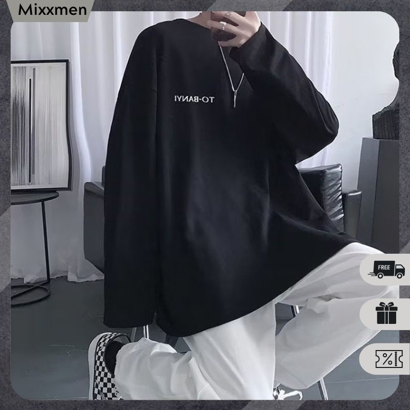 Áo Thun Nam Dài Tay Cổ Tròn Form Rộng Họa Tiết In Chữ TOBANYI Thời Trang Mixxmen TOP NAM 238