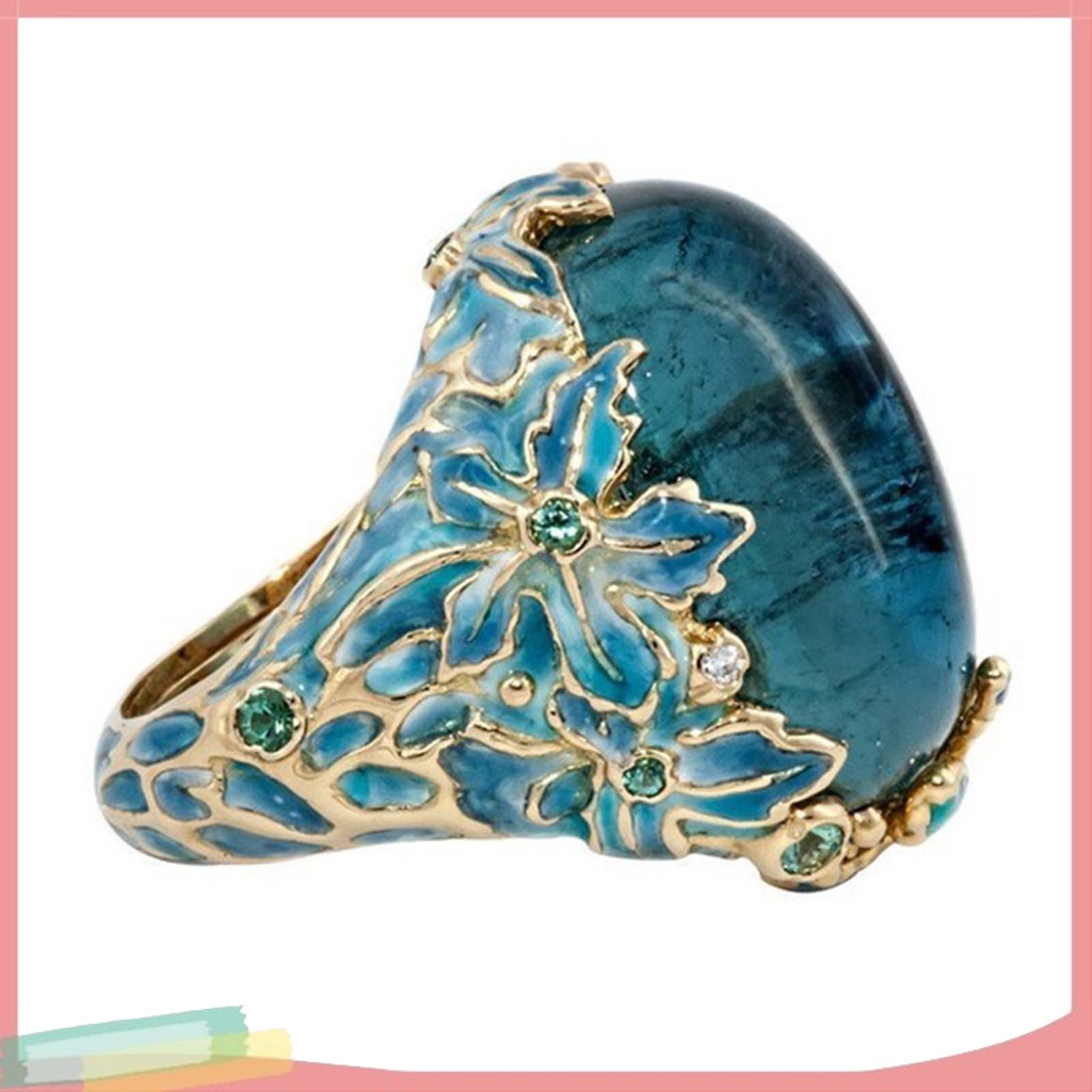 Nhẫn hợp kim trang trí hoa đính đá kiểu dáng thanh lịch cho nữ