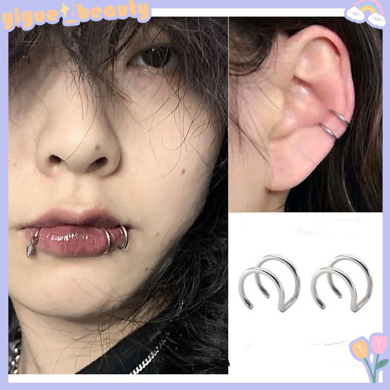 1 Khuyên Kẹp Vành Tai / Mũi / Tai / Cơ Thể Chất Liệu Thép Không Gỉ Hình 2 Vòng Tròn