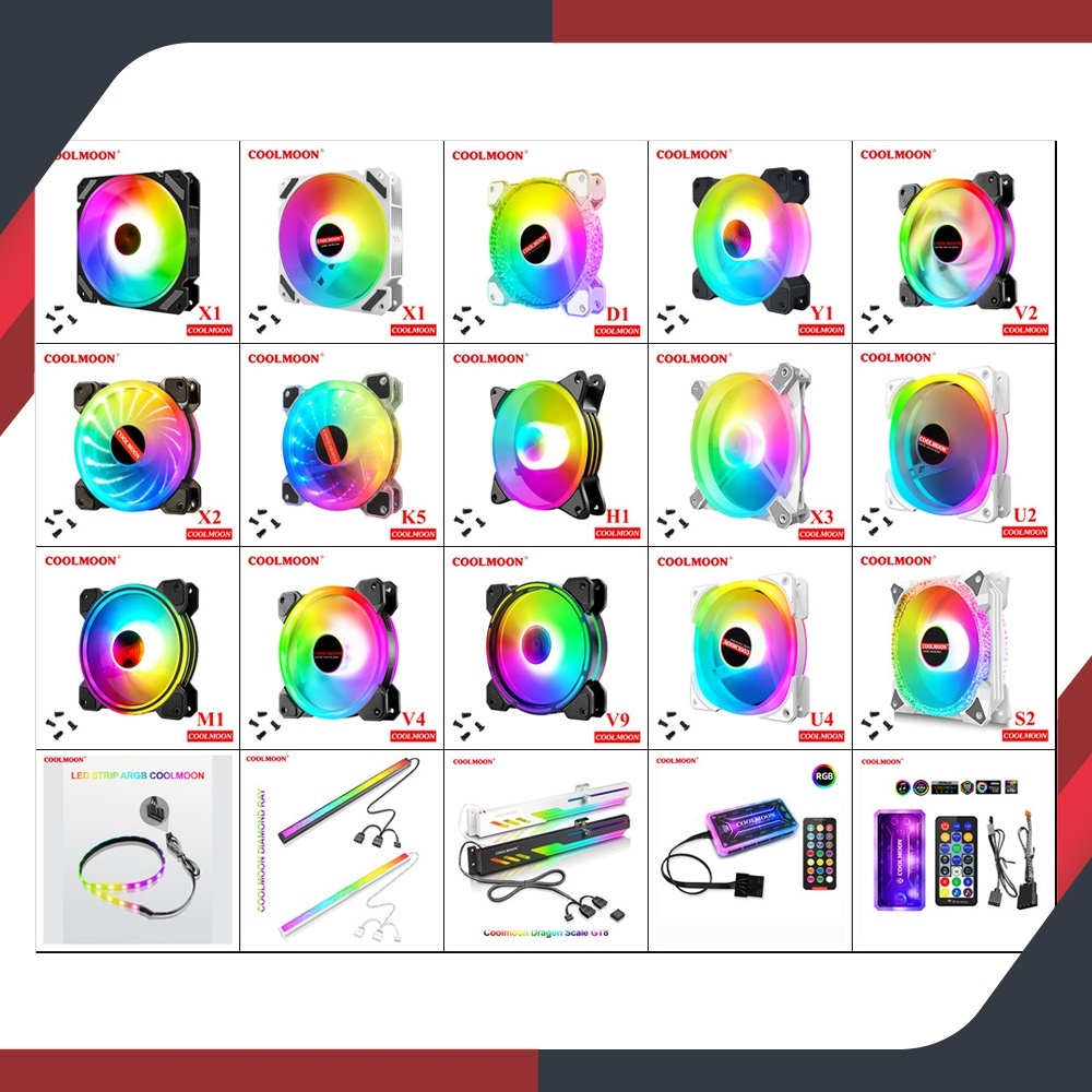 Quạt Tản Nhiệt, Fan Led RGB Coolmoon - Đồng Bộ Hub Coolmoon
