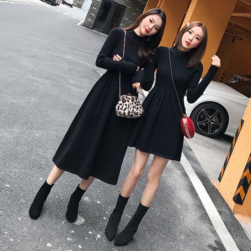 (ORDER) Váy len cổ cao dáng babydoll xòe dài điệu đà nhẹ nhàng mùa đông nhiều màu full size- Hàng đẹp