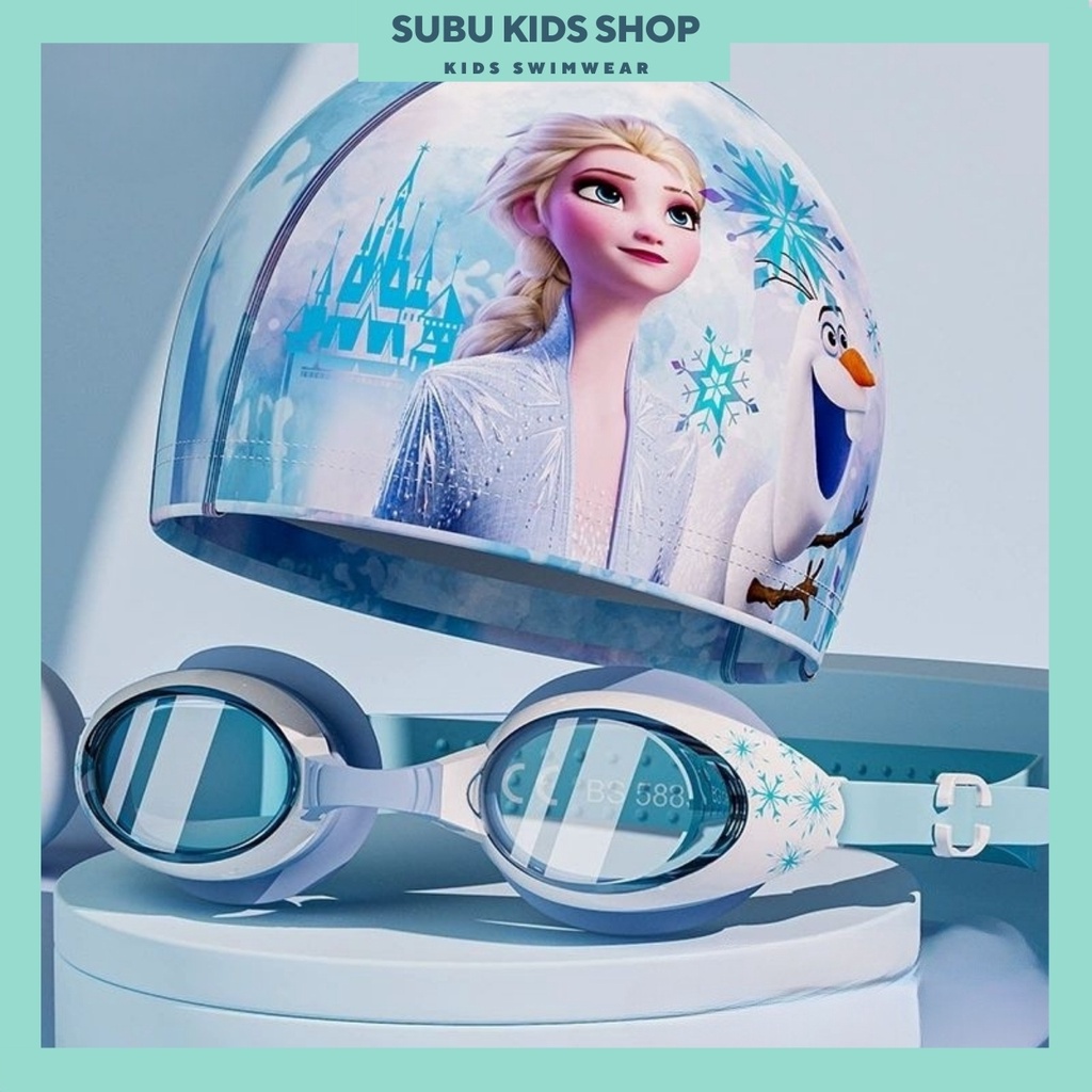 Kính bơi nón bơi cho bé họa tiết Elsa và Spider Man dễ thương cho bé trai và bé gái mẫu mới 2023