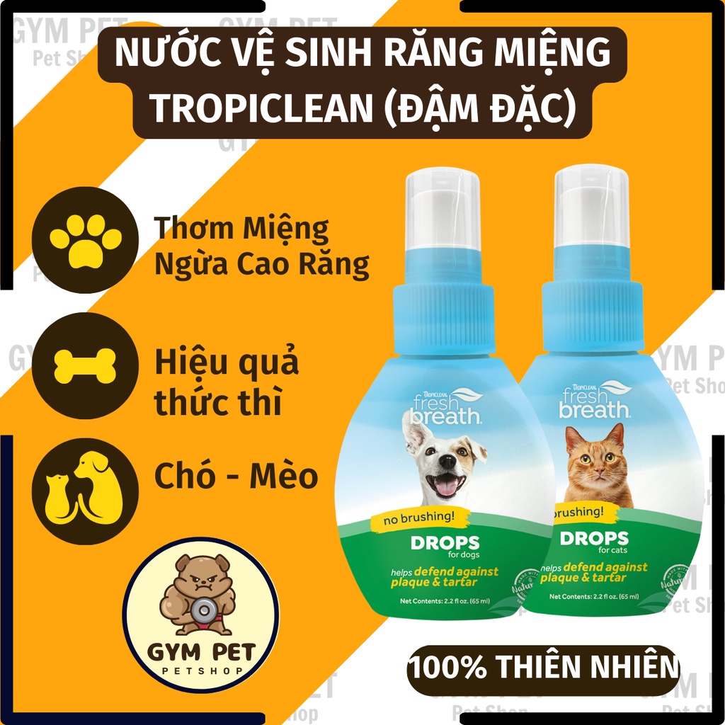 TROPICLEAN Nước uống loại bỏ hôi miệng ngăn ngừa mảng bám cho thú cưng dạng đậm đặc - Hàng nhập khẩu