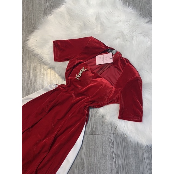 Áo dài nhung cộc tay