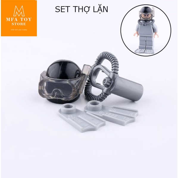 Đồ chơi lắp ráp swat army , mô hình lắp ghép quân sự - Set đồ thợ lặn (Không kèm nhân vật)