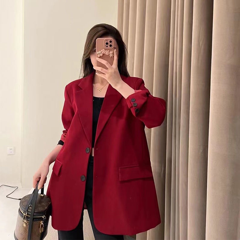 Ảnh thật 5 hình cuối-HC330.Áo blazer đỏ thời trang Hàn Quốc chanh xả