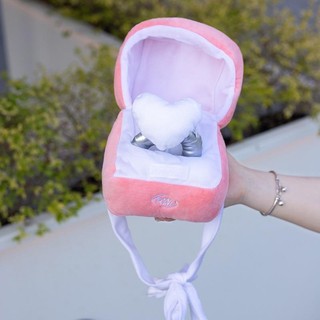 Hộp Đựng Nhẫn Đồ Chơi Nhồi Bông Màu Hồng Đính Đá Xinh Xắn Dùng Làm Quà Tặng Giáng Sinh / Đám Cưới Cho Bạn Gái
