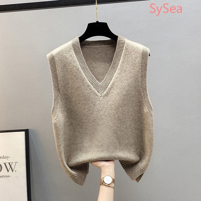 Áo Không Tay Cổ Chữ V Dáng Rộng Phong Cách Hàn Quốc Dành Cho Nữ