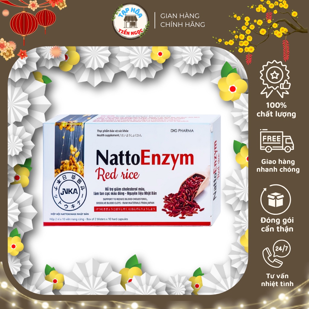 Viên uống Nattoenzym Red rice - Hỗ trợ làm giảm cholesterol máu, tan cục máu đông phòng ngừa đột quỵ