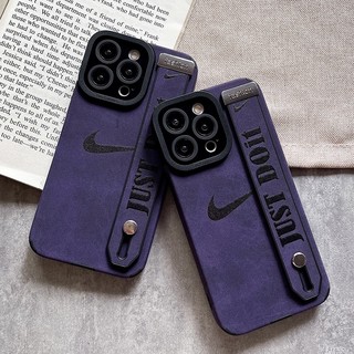 Ốp Điện Thoại Da Mềm Chống Sốc In Logo Nike Màu Tím Sang Trọng Cho iPhone 15 14 13 12 11 Pro MAX X XS MAX XR