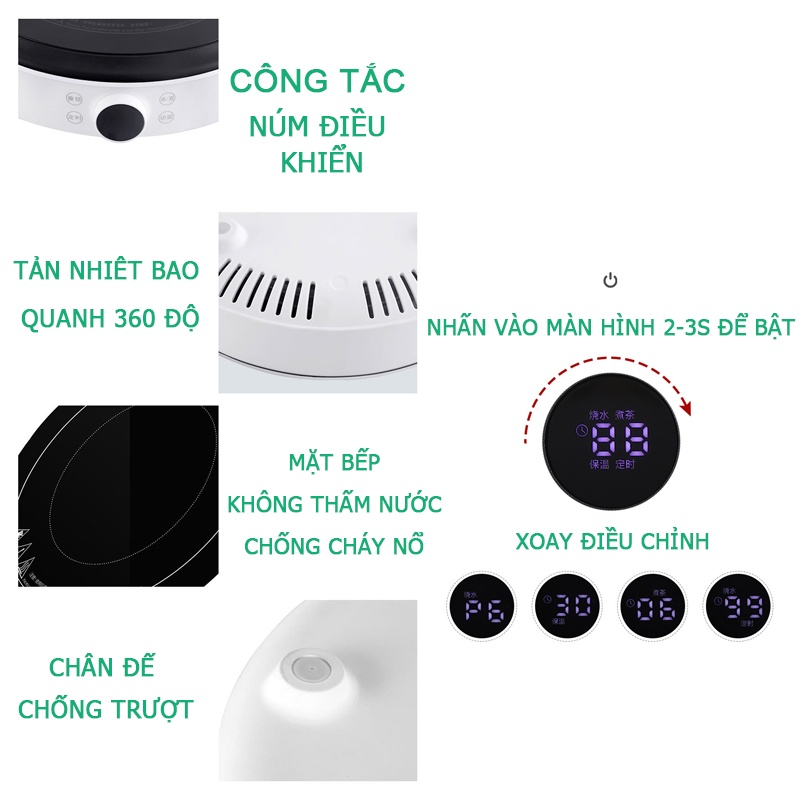 Bếp hồng ngoại tròn Kalas EA2216M - bếp điện cảm ứng công suất 2200w tiết kiệm điện, bảo hành chính hãng VT181