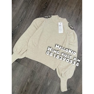 Áo len tay bồng đính hạt nữ