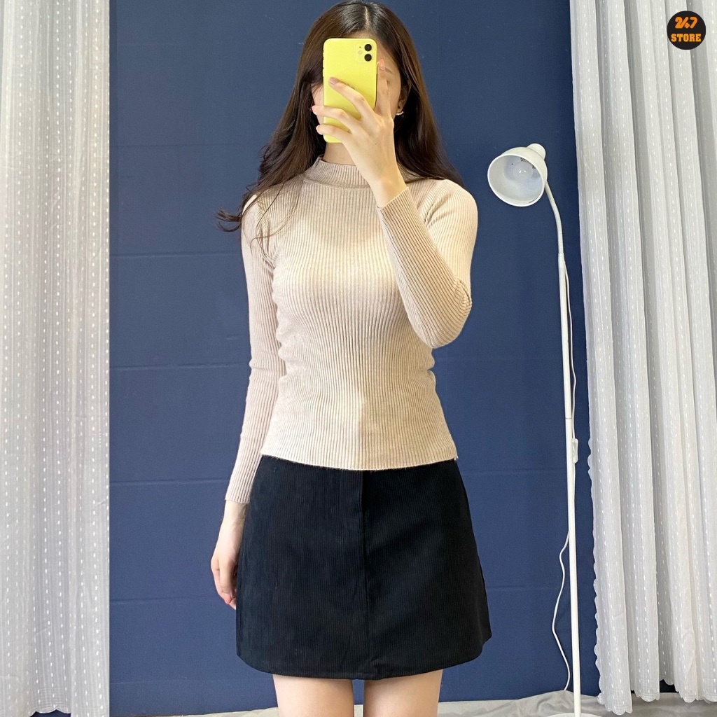 Áo len nữ cotton cổ 3 ba phân ulzzang giữ nhiệt body mùa thu đông xuân thời trang Miho house Studio