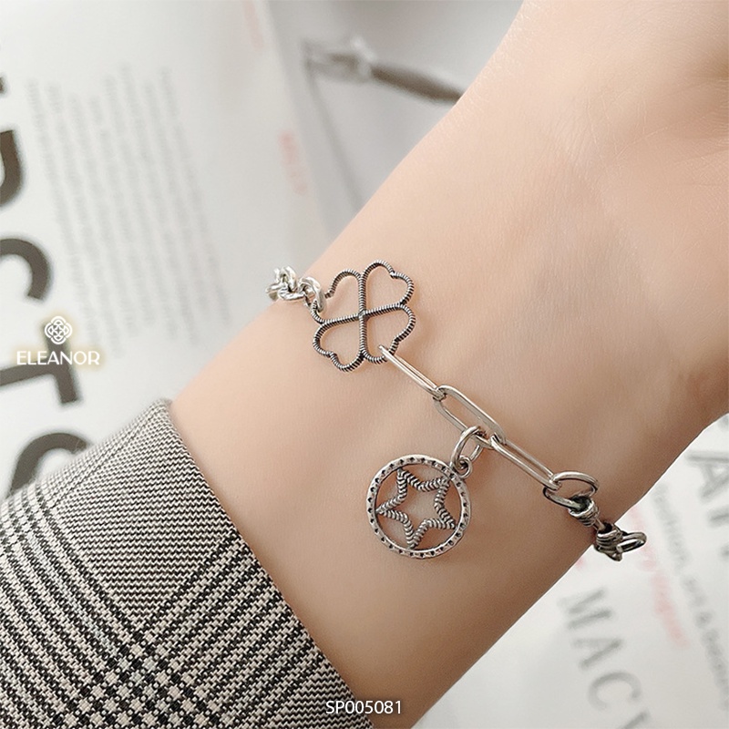 Vòng tay nữ bạc 925 Eleanor Accessories thiết kế mắt xích nhiều họa tiết phụ kiện trang sức 5081
