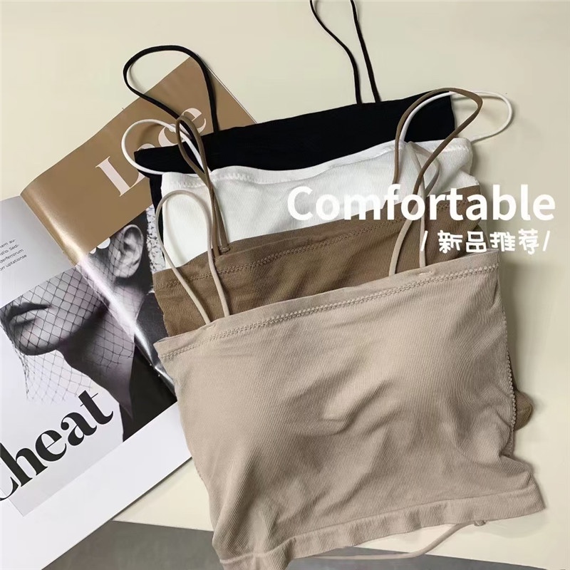 NRVP Áo Tank Top Đơn Co Giãn Phong Cách Hàn Quốc Mới Với Đệm Lót