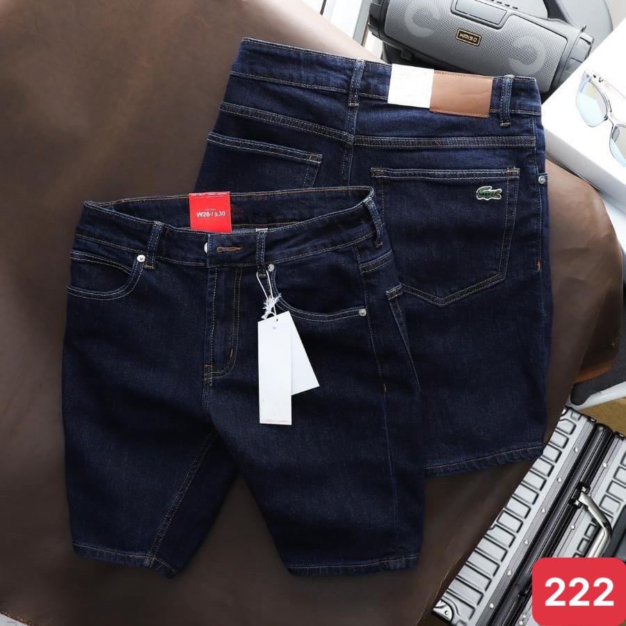 Quần đùi short jean nam màu xanh đậm trơn không rách chất bò cao cấp co dãn 4 chiều đẹp from dáng skinny chuẩn ADO19 mới