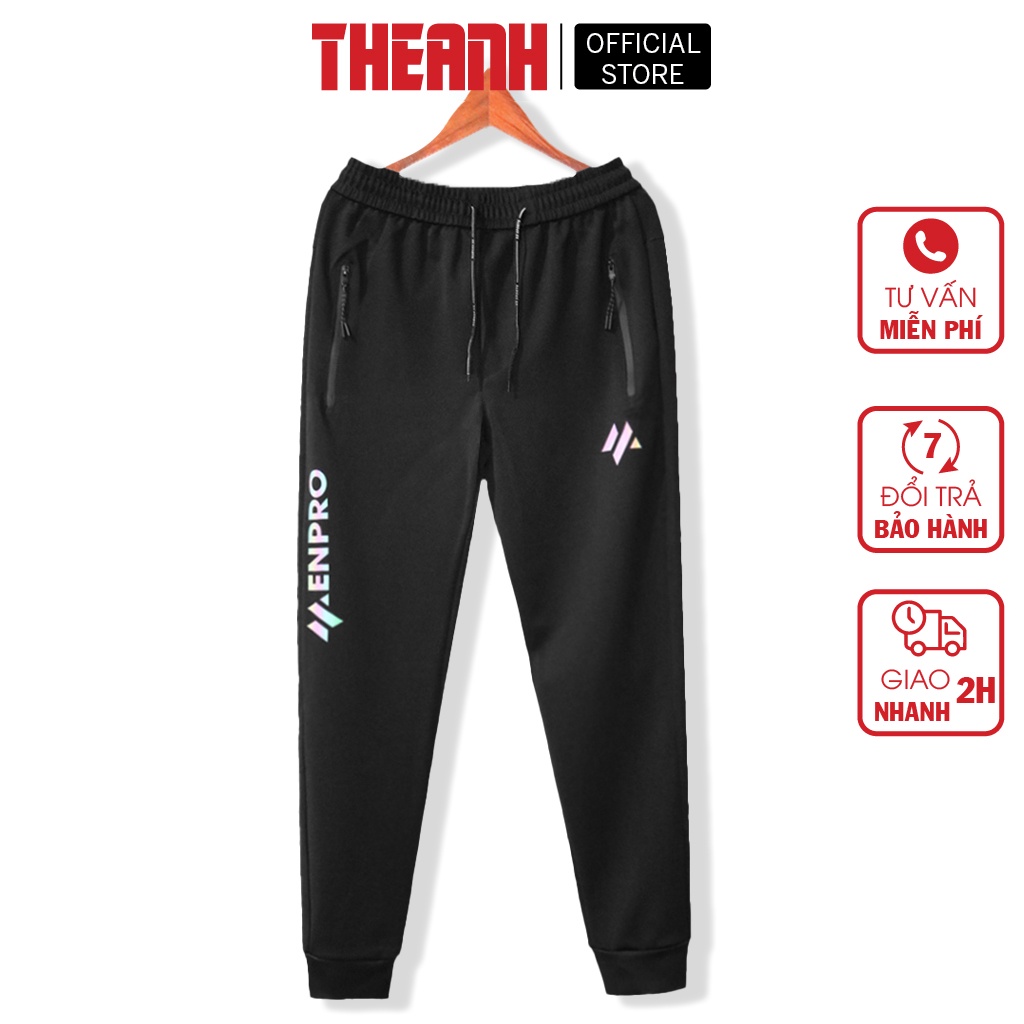 Quần thu đông nam dài jogger thể thao MENPRO cao cấp ống bo suông, dây khóa kéo chống nước, PRO068