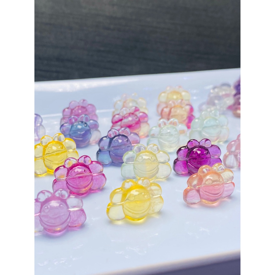 Mặt Dây Chuyền Hình Chú Ong Bằng Đá Fluorite Tự Nhiên Nhiều Màu Độc Đáo diy