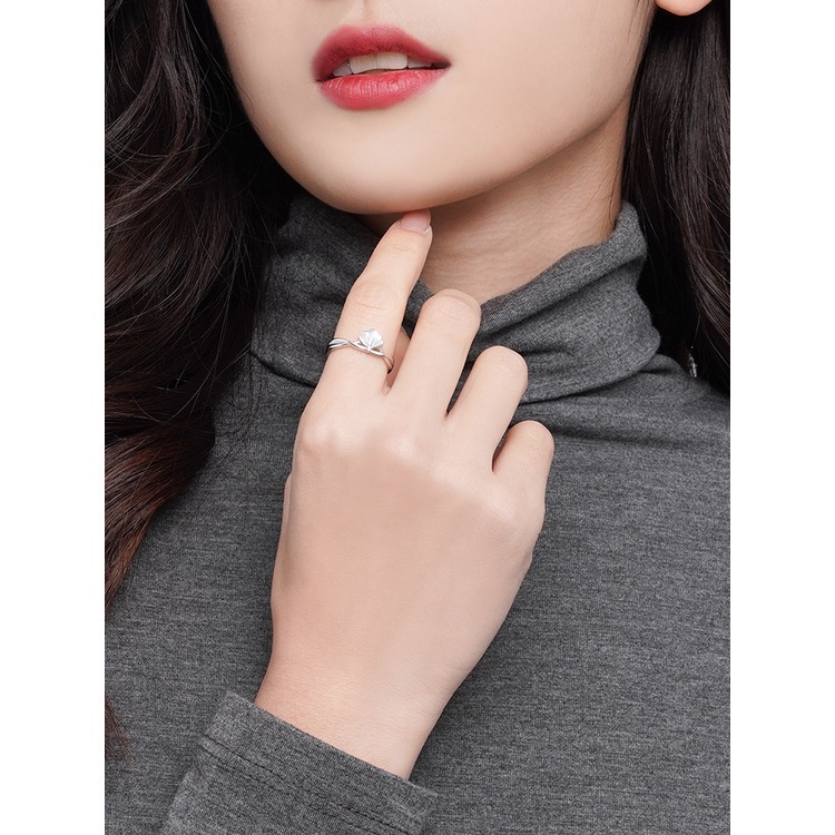 Nhẫn Mạ Bạc 925 Đính Đá Zircon Hình Vỏ Sò Cao Cấp