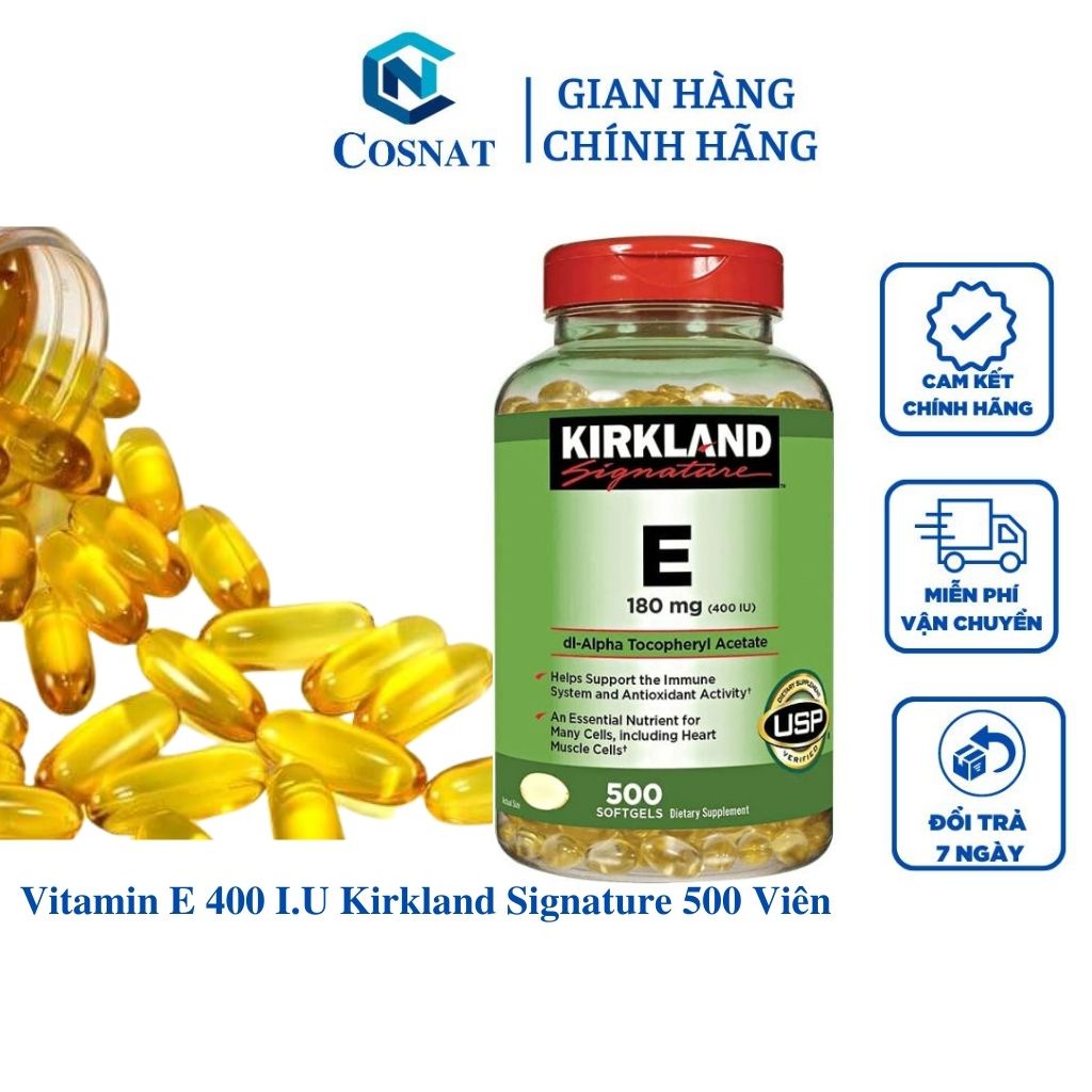 Viên Uống Vitamin E 400 IU 500 Viên Kirkland Của Mỹ Date 2025 Đẹp Da, Làm Chậm Lão Hóa