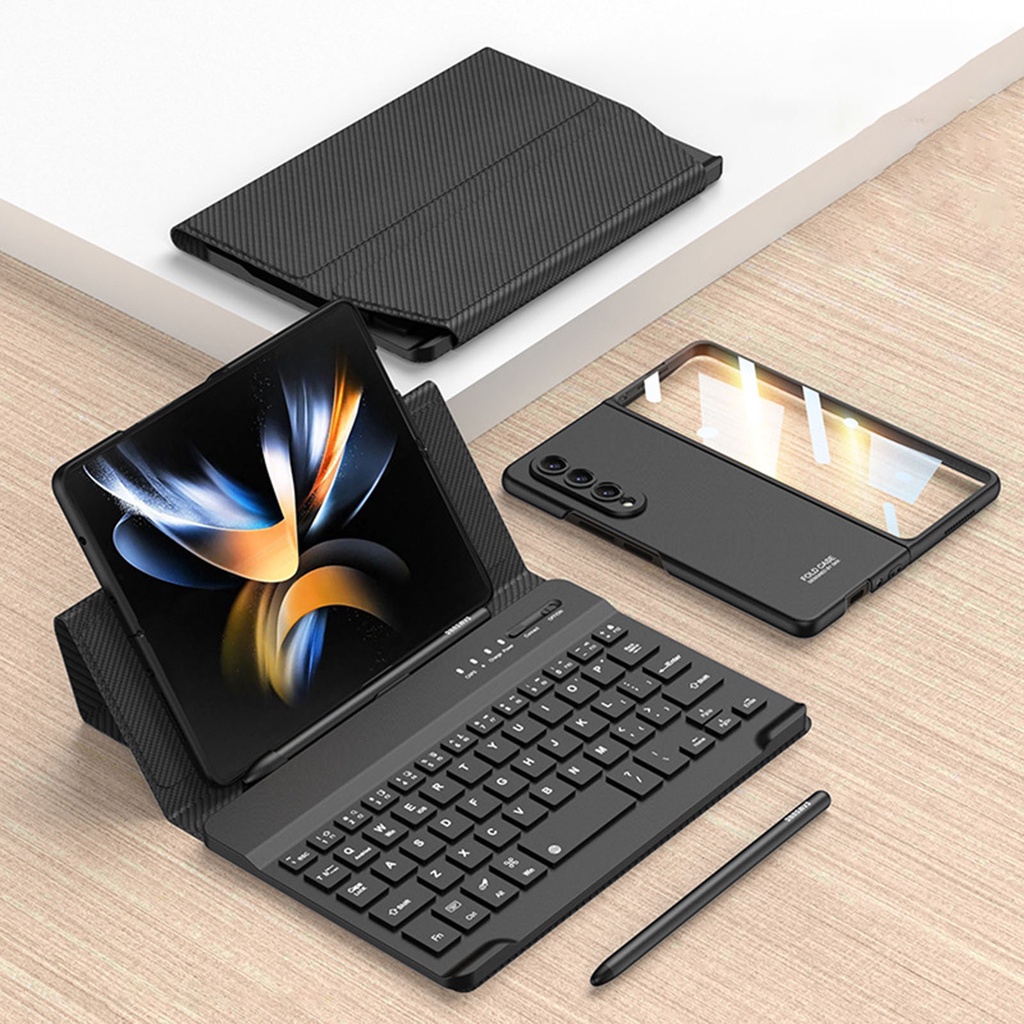 Bao Da Điện Thoại Có Bàn Phím Bluetooth Không Dây 4 Nếp Gấp 3 Cho Samsung Galaxy Z Fold 5