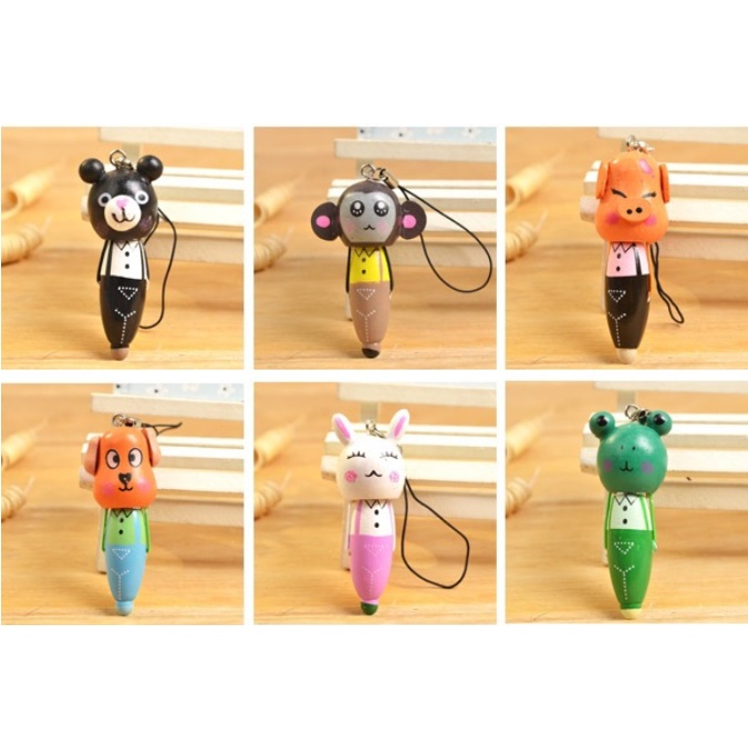 [SALE]Bút Bi Móc Khóa Vỏ gỗ Hình Động Vật đáng yêu_ Quà tặng cho bé
